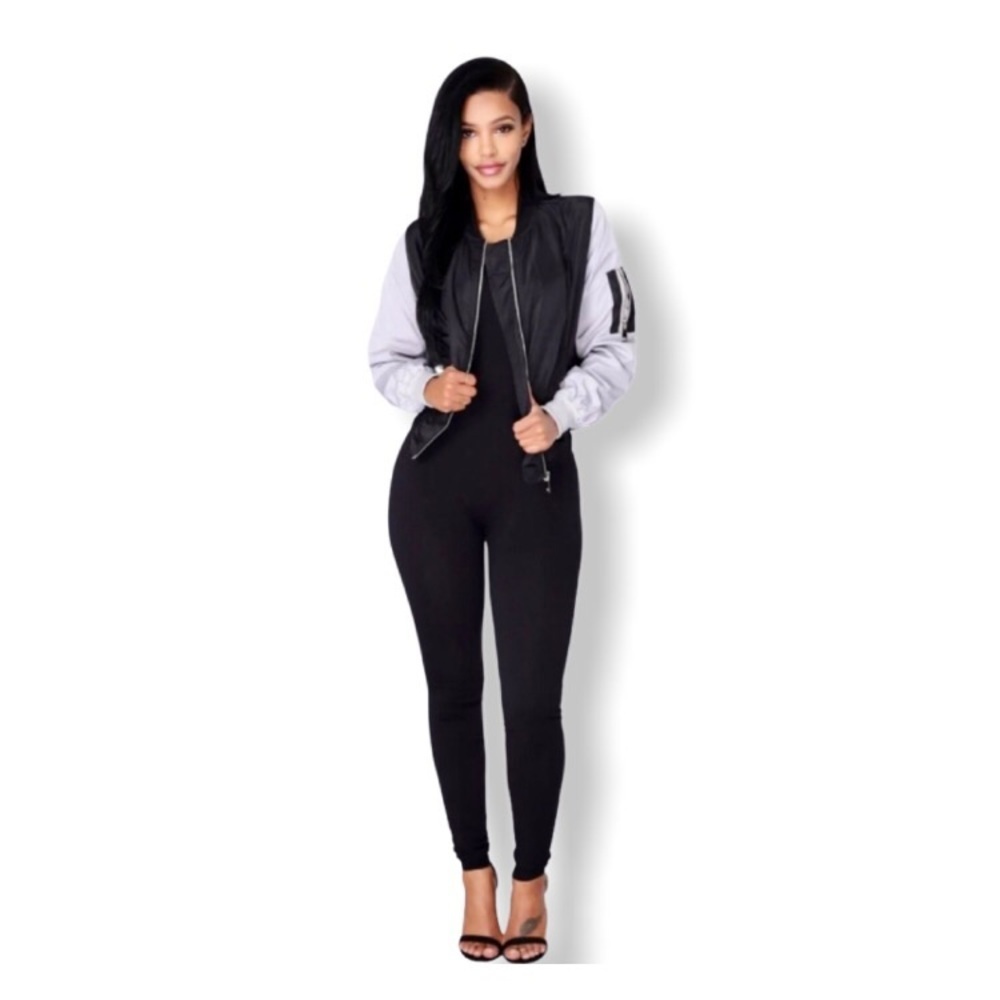 Black & Grey Bomber Jacket From Fashion No…